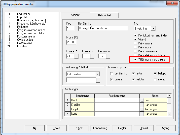 FLEX Reseräkning Användarmeddelande (maj 2014) 14 Moms med valuta Det finns en ny inställning för att möjliggöra registrering av moms med valuta för utlägg i FLEX Reseräkning.