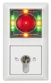 Ljusindikeringar: Olåst Låst Det olåsta läget ställs in genom att vrida nyckeln åt vänster. Gröna lysdioder lyser. Låst läge ställs in genom att vrida nyckeln åt höger. Röda lysdioder lyser.