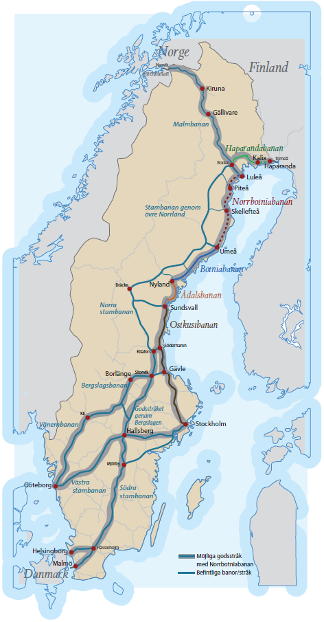 Nyttor för godstransporter Antal godståg på Stambana/NBB?