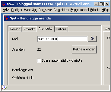 UPPSALA UNIVERSITET 10 (17) 4 Att handlägga i NyA 4:1 Ta fram ärende Handläggning i NyA sker i funktionen Handlägga Ärende. Varje program har sin egen ärendekö där ärenden finns samlade.