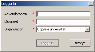 UPPSALA UNIVERSITET 3 (17) För att komma in i NyA krävs två användarnamn och två lösenord. Det första lösenordet/användarnamnet är samma för alla användare och byts ut för varje ny version.