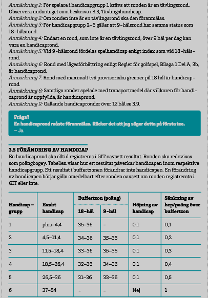 Förändring av handicap fr. o.