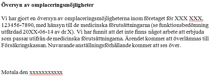 Exempel 2 på översyn av