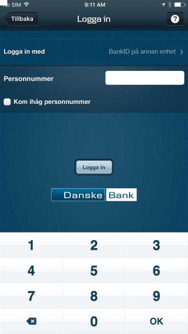 Danske Bank Startsida före inloggning Inloggningssida