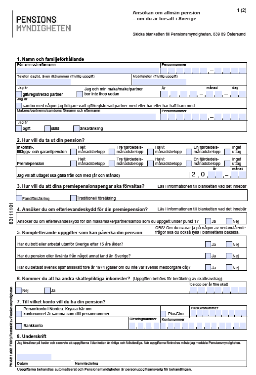 ALLMÄN PENSION Att ansöka om allmän pension Alla måste