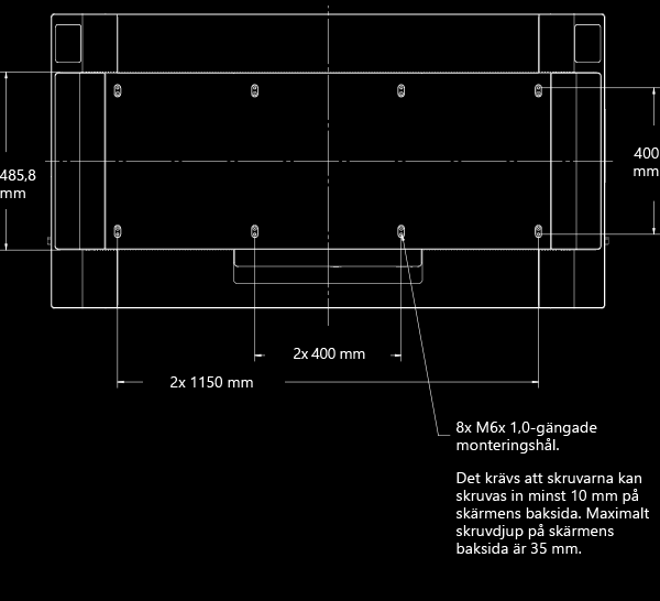 Teknisk information för 55 Surface Hub Vy av