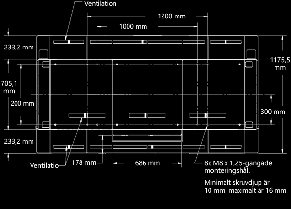 Teknisk information för 84 Surface Hub Vy av