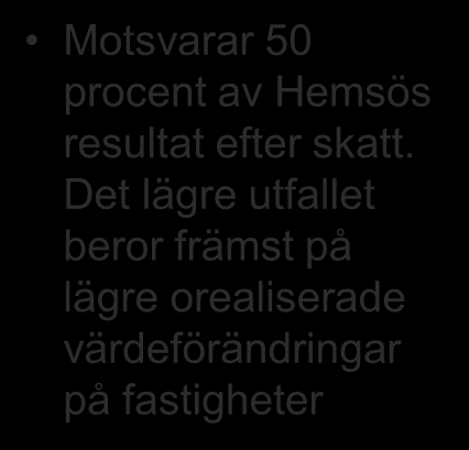 Resultaträkning Mkr 2012 2011 Hyresintäkter 475 339 Försäljningsintäkter modulbyggnader 81 68 Nettoomsättning 556 407 Fastighetskostnader -152-119 Produktionskostnader moduler -69-60 Bruttoresultat