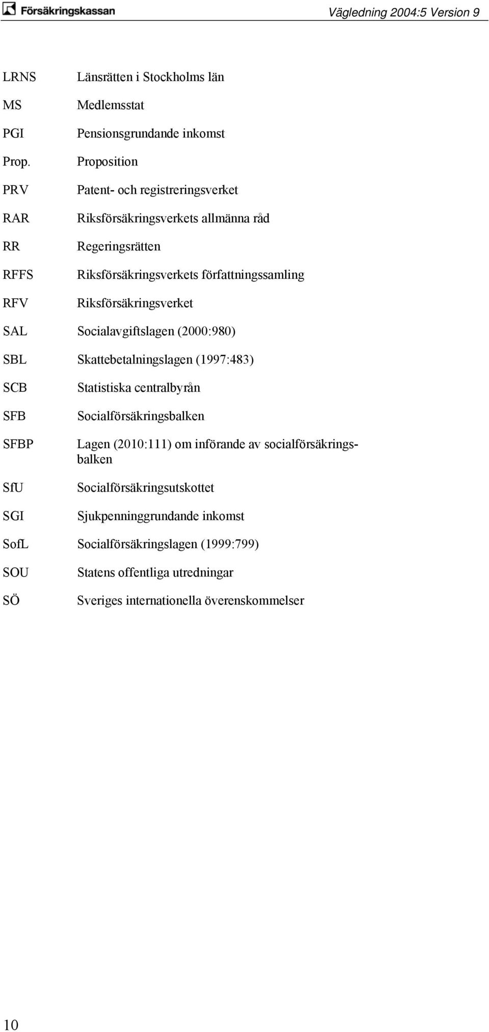 allmänna råd Regeringsrätten Riksförsäkringsverkets författningssamling Riksförsäkringsverket SAL Socialavgiftslagen (2000:980) SBL Skattebetalningslagen