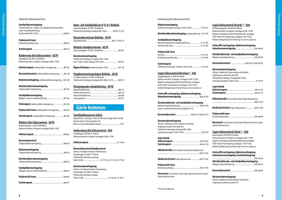 ..381 00 Diabetesmottagning, tidsbeställd mottagning...381 00 Tidsbeställd mottagning... 381 00 Rådgivning och tidsbeställning... 381 00 Fotterapeut, tidsbeställd mottagning.