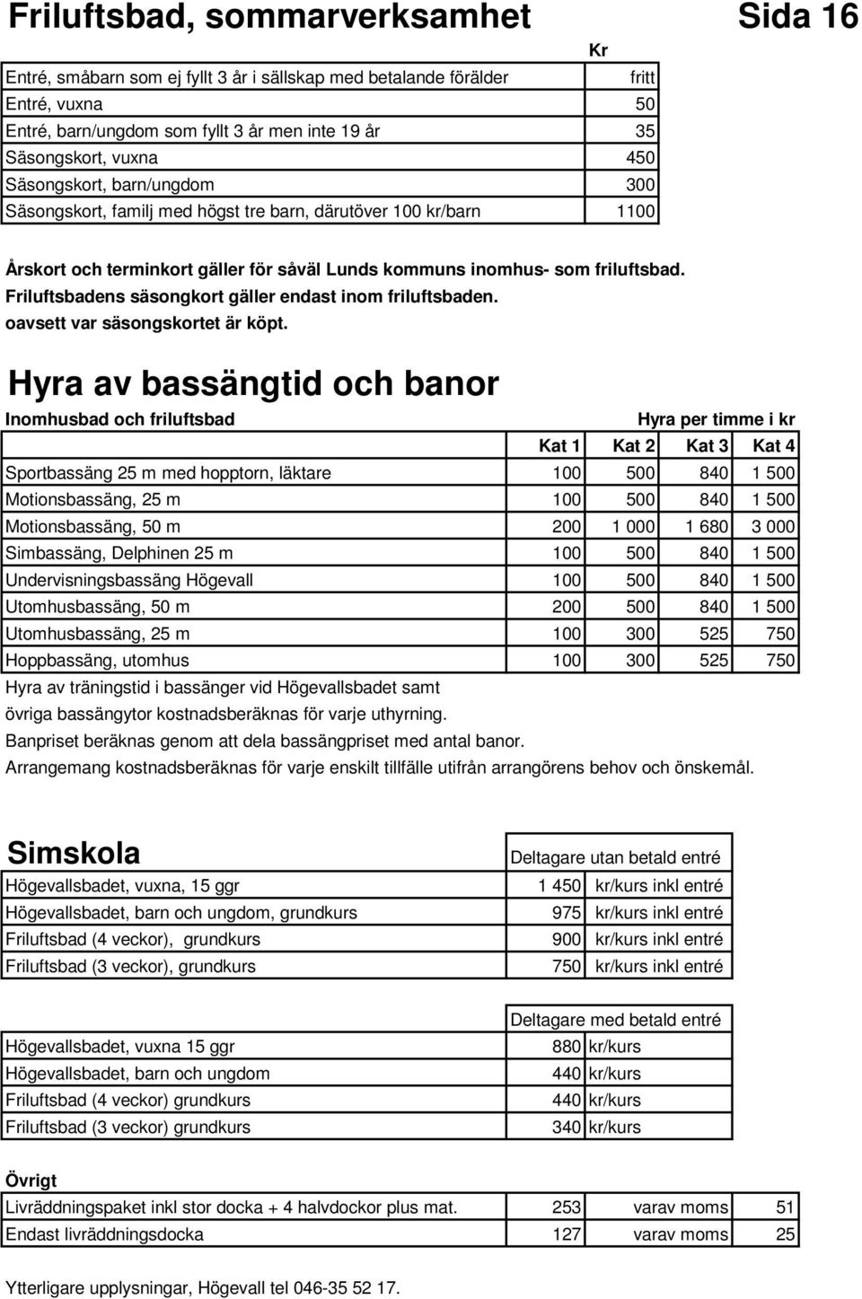 Friluftsbadens säsongkort gäller endast inom friluftsbaden. oavsett var säsongskortet är köpt.