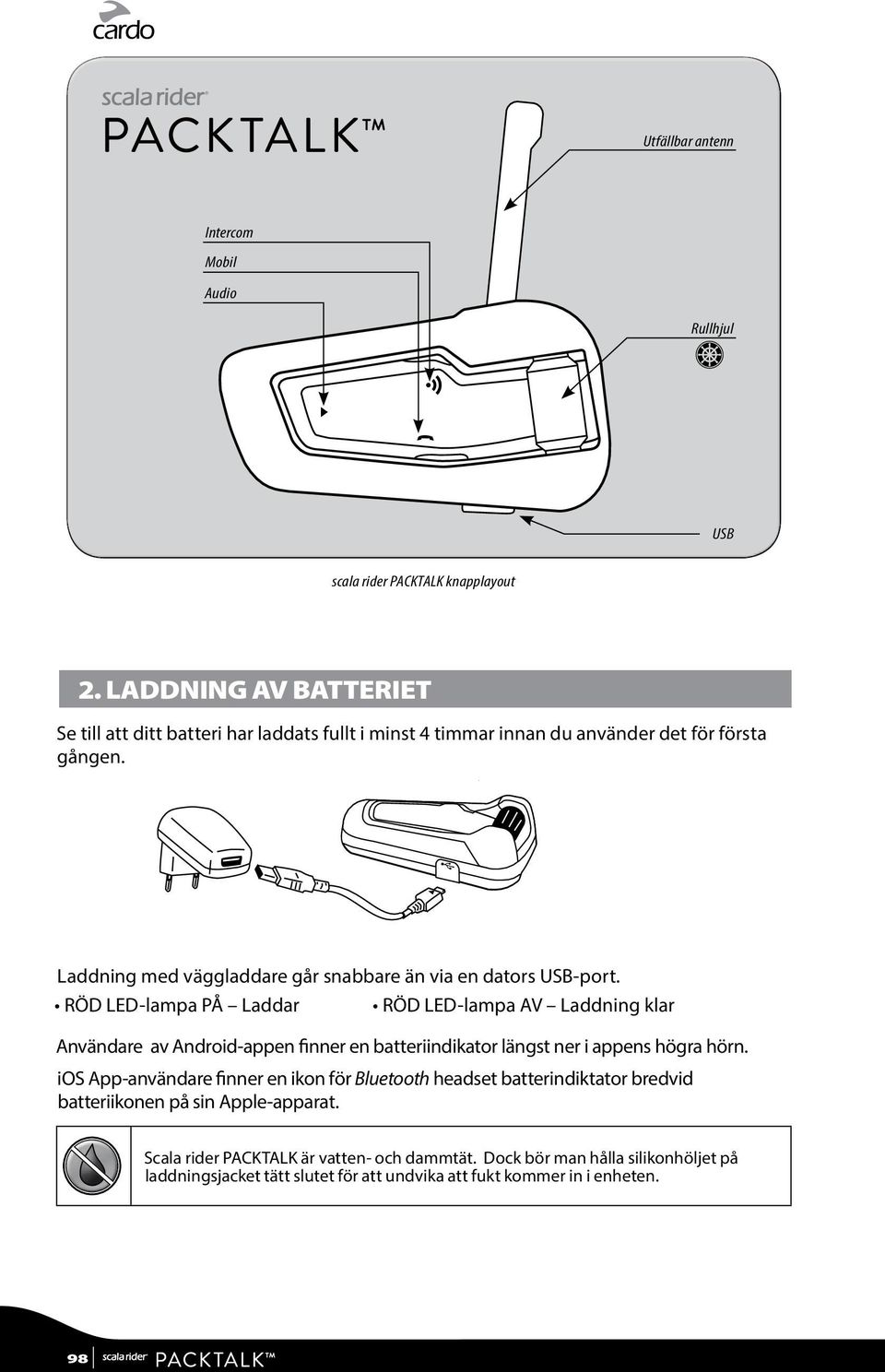 Laddning med väggladdare går snabbare än via en dators USB-port.