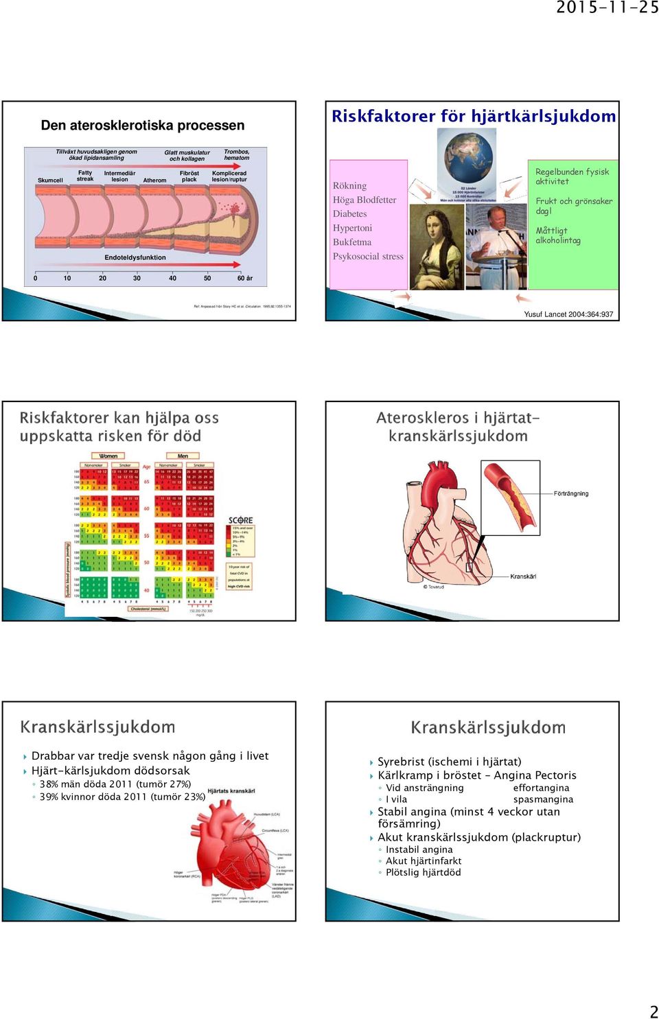 aktivitet Frukt och grönsaker dagl Måttligt alkoholintag 0 10 20 30 40 50 60 år Ref: Anpassad från Stary HC et al. Circulation.