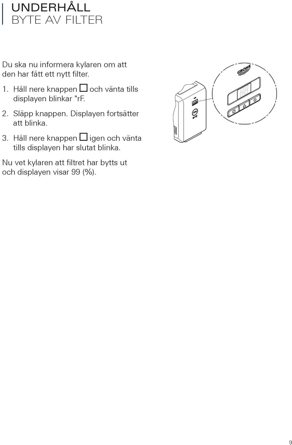 isplayen fortsätter att blinka. 3.