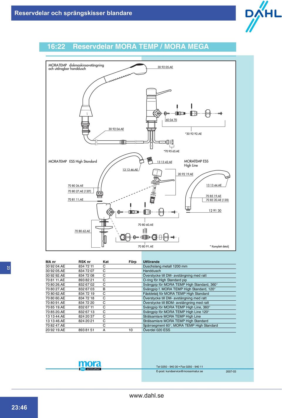 AE 834 72 19 C Fästdetalj för MORA TEMP High Standard 70 80 60.AE 834 72 18 C Överstycke till DM- avstängning med ratt 70 80 91.AE 834 72 20 C Överstycke till BDM- avstängning med ratt 70 85 19.