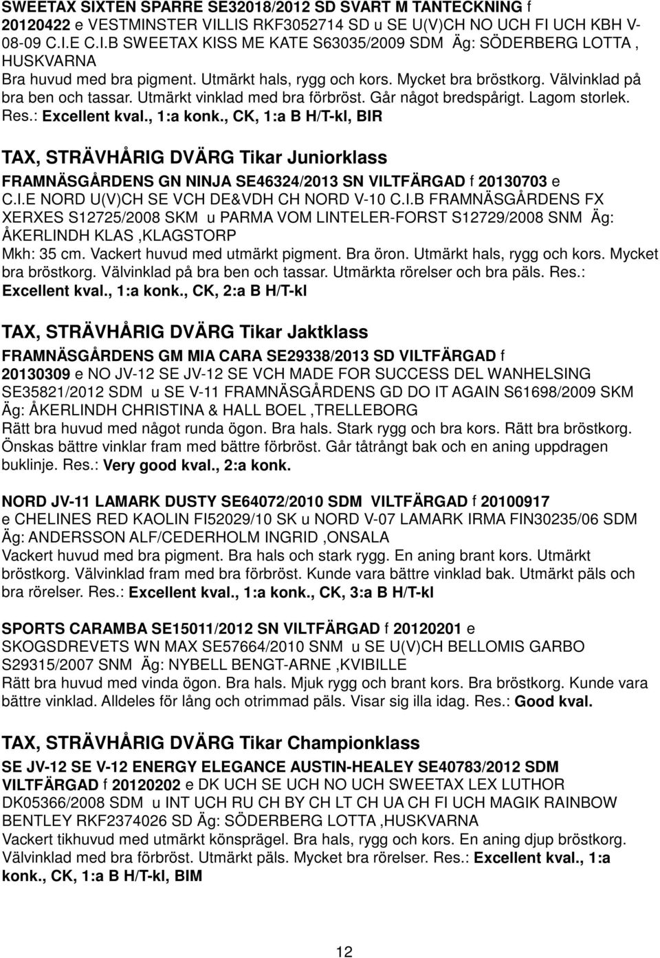 , CK, 1:a B H/T-kl, BIR TAX, STRÄVHÅRIG DVÄRG Tikar Juniorklass FRAMNÄSGÅRDENS GN NINJA SE46324/2013 SN VILTFÄRGAD f 20130703 e C.I.E NORD U(V)CH SE VCH DE&VDH CH NORD V-10 C.I.B FRAMNÄSGÅRDENS FX XERXES S12725/2008 SKM u PARMA VOM LINTELER-FORST S12729/2008 SNM Äg: ÅKERLINDH KLAS,KLAGSTORP Mkh: 35 cm.