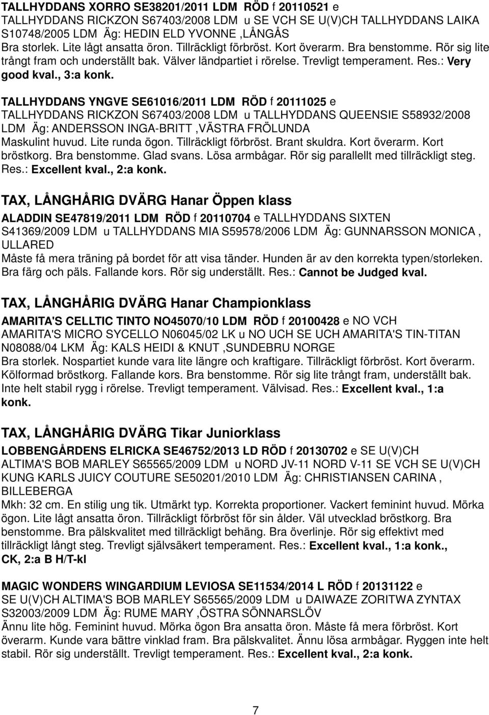 , 3:a konk. TALLHYDDANS YNGVE SE61016/2011 LDM RÖD f 20111025 e TALLHYDDANS RICKZON S67403/2008 LDM u TALLHYDDANS QUEENSIE S58932/2008 LDM Äg: ANDERSSON INGA-BRITT,VÄSTRA FRÖLUNDA Maskulint huvud.