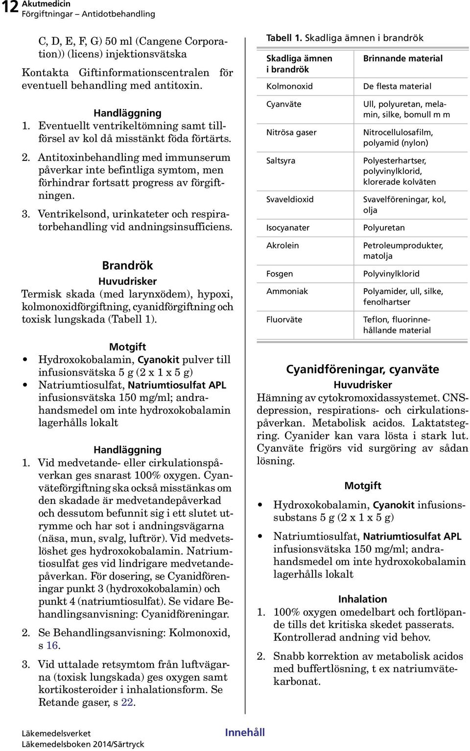 Antitoxinbehandling med immunserum påverkar inte befintliga symtom, men förhindrar fortsatt progress av förgiftningen. 3. Ventrikelsond, urinkateter och respiratorbehandling vid andningsinsufficiens.