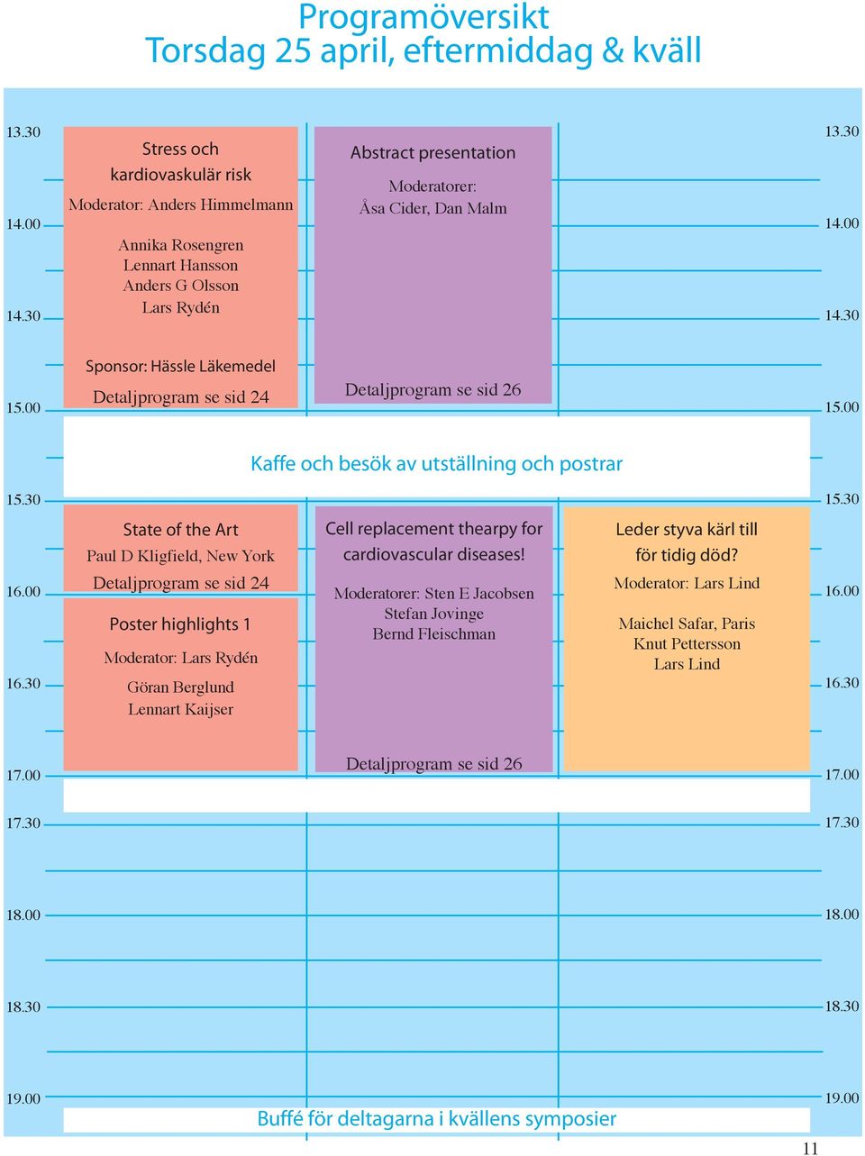 00 Sponsor: Hässle Läkemedel Detaljprogram se sid 24 Detaljprogram se sid 26 15.00 Kaffe och besök av utställning och postrar 15.30 15.