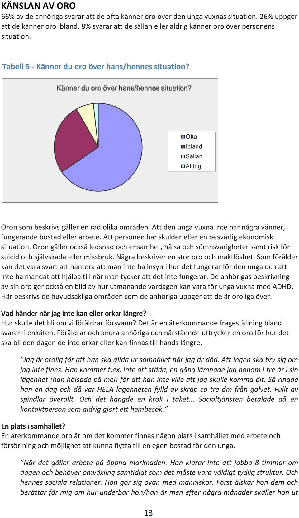 Att den unga vuxna inte har några vänner, fungerande bostad eller arbete. Att personen har skulder eller en besvärlig ekonomisk situation.