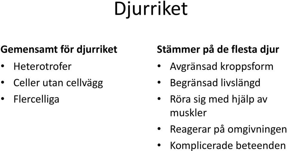 Avgränsad kroppsform Begränsad livslängd Röra sig med