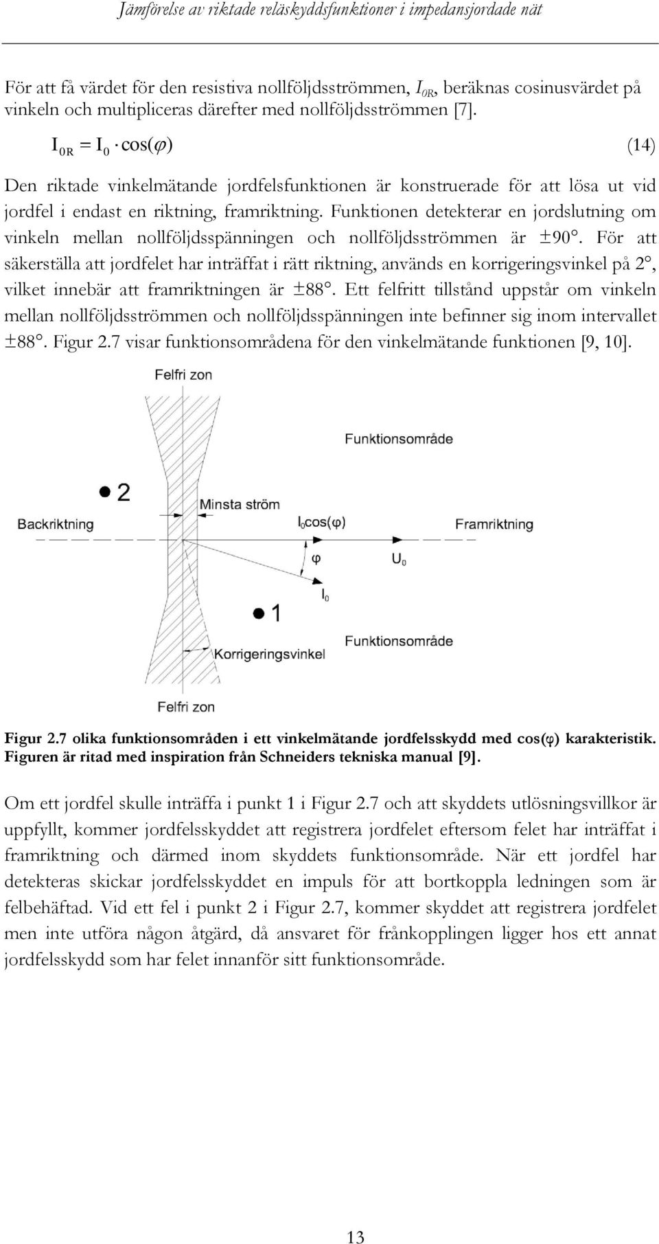 Funktionen detekterar en jordslutning om vinkeln mellan nollföljdsspänningen och nollföljdsströmmen är ±90.