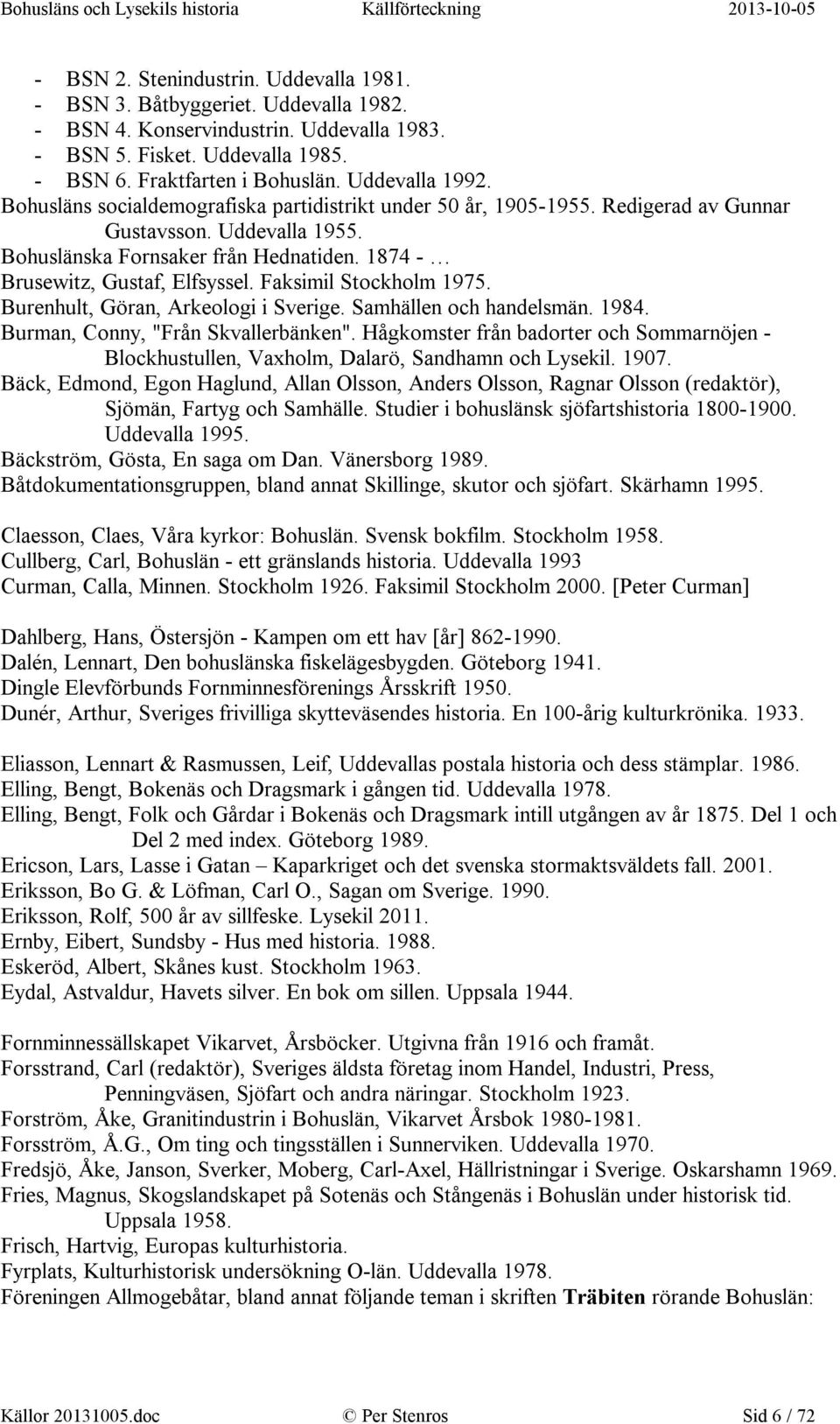 1874 - Brusewitz, Gustaf, Elfsyssel. Faksimil Stockholm 1975. Burenhult, Göran, Arkeologi i Sverige. Samhällen och handelsmän. 1984. Burman, Conny, "Från Skvallerbänken".