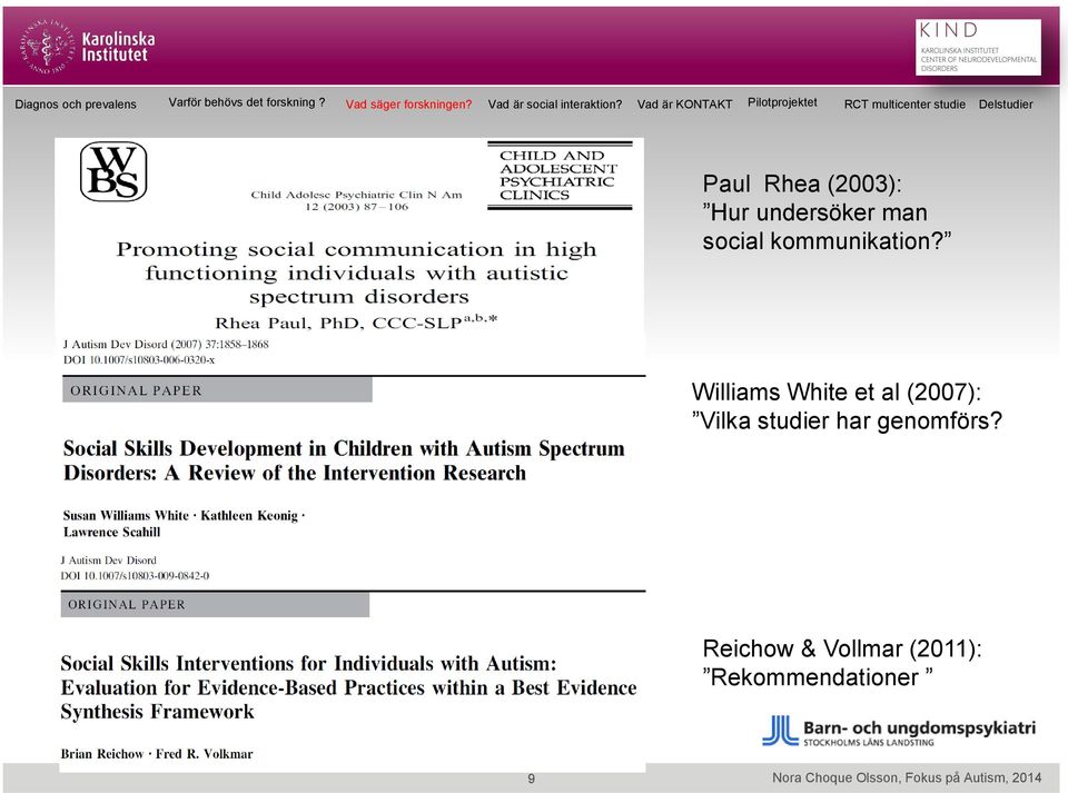 Williams White et al (2007): Vilka studier har