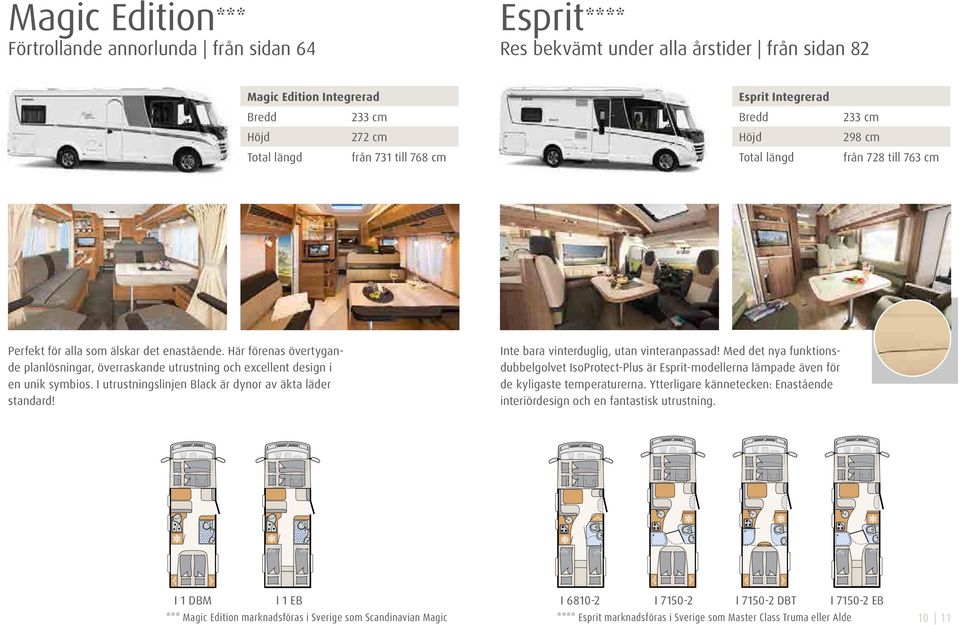 Här förenas övertygande planlösningar, överraskande utrustning och excellent design i en unik symbios. I utrustningslinjen Black är dynor av äkta läder standard!