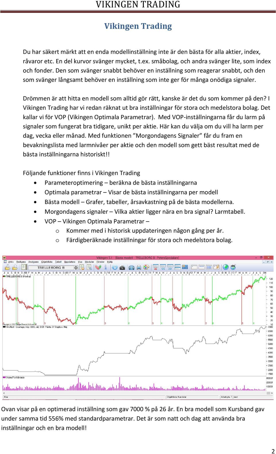 Drömmen är att hitta en modell som alltid gör rätt, kanske är det du som kommer på den? I Vikingen Trading har vi redan räknat ut bra inställningar för stora och medelstora bolag.