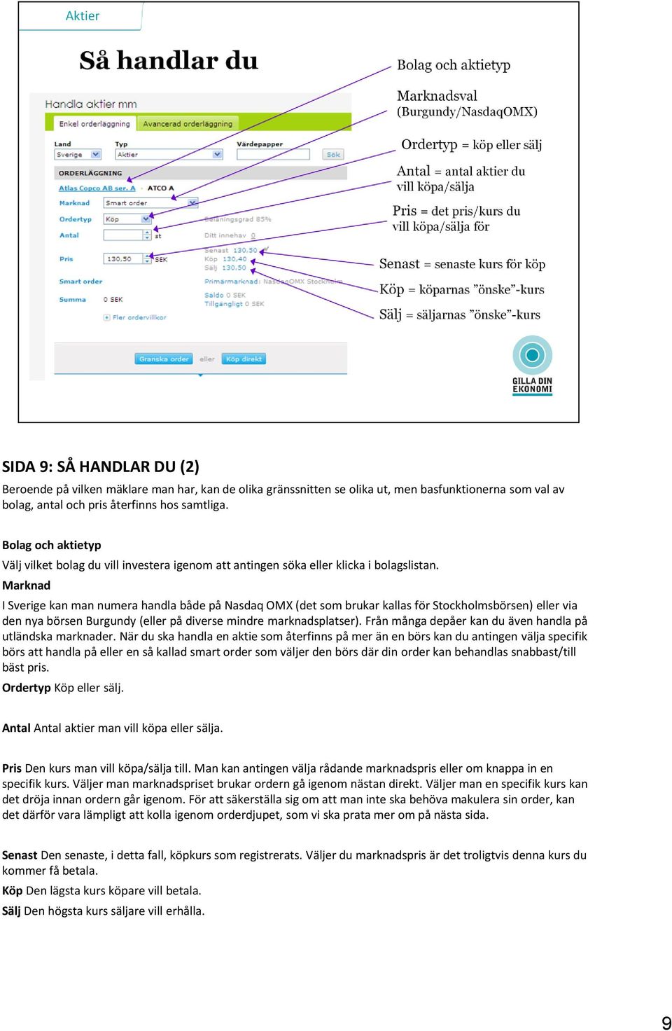 Marknad I Sverige kan man numera handla både på Nasdaq OMX (det som brukar kallas för Stockholmsbörsen) eller via den nya börsen Burgundy (eller på diverse mindre marknadsplatser).