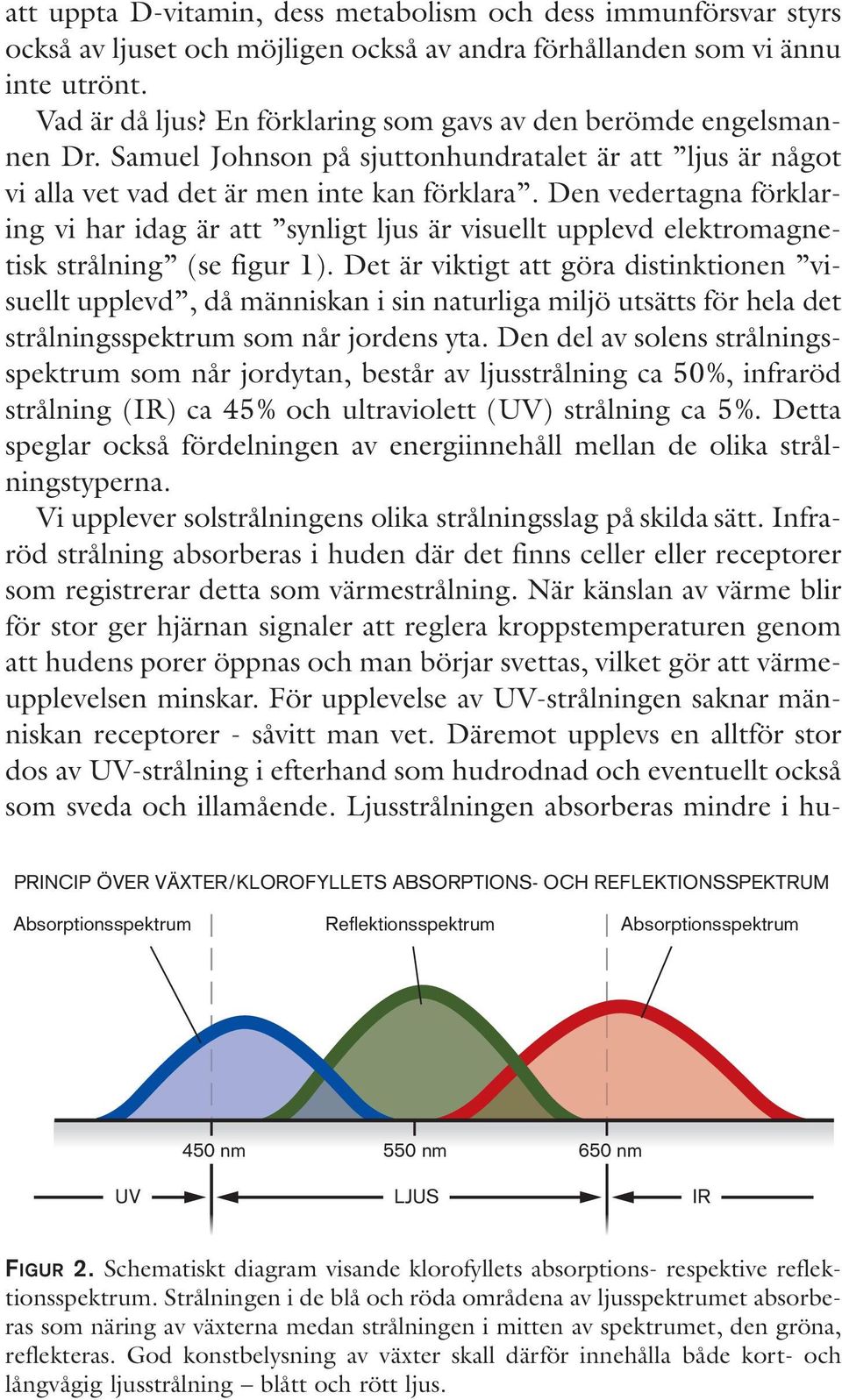 Den vedertagna förklaring vi har idag är att synligt ljus är visuellt upplevd elektromagnetisk strålning (se figur 1).