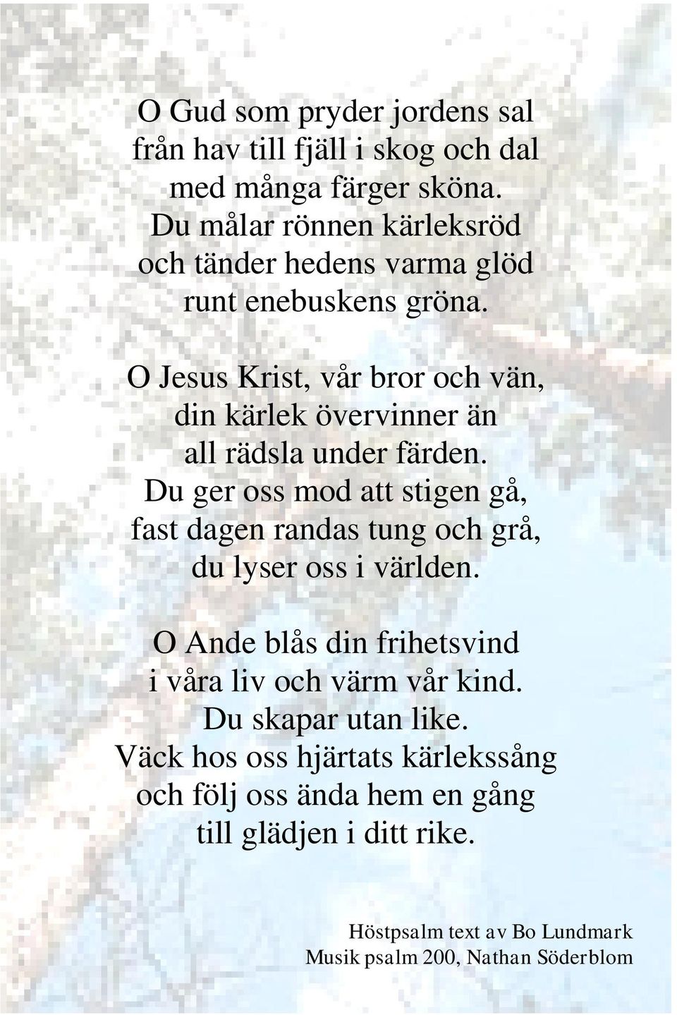 O Jesus Krist, vår bror och vän, din kärlek övervinner än all rädsla under färden.