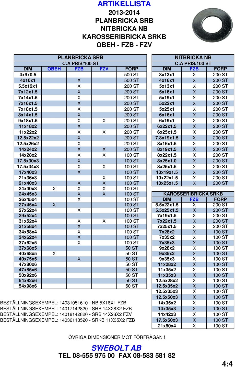 5 X 200 ST 6x16x1 X 200 ST 9x18x1.5 X X 200 ST 6x19x1 X 200 ST 11x18x2 X 200 ST 6x22x1.5 X 200 ST 11x22x2 X X 200 ST 6x25x1.5 X 200 ST 12.5x22x2 X 200 ST 7.8x19x1.5 X 200 ST 12.5x26x2 X 200 ST 8x16x1.