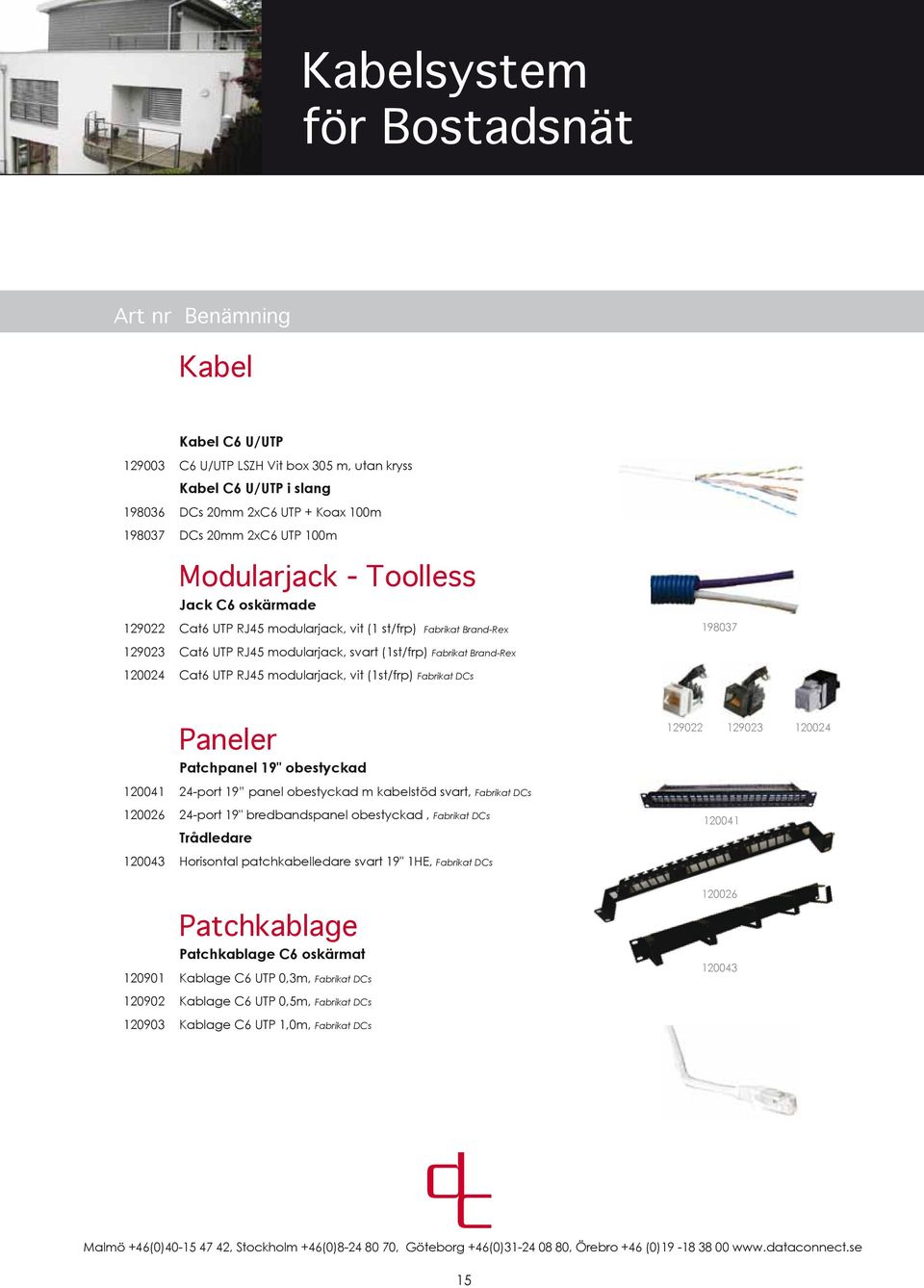 modularjack, vit (1st/frp) Fabrikat DCs Paneler Patchpanel 19" obestyckad 120041 24-port 19 panel obestyckad m kabelstöd svart, Fabrikat DCs 129022 129023 120024 120026 24-port 19" bredbandspanel