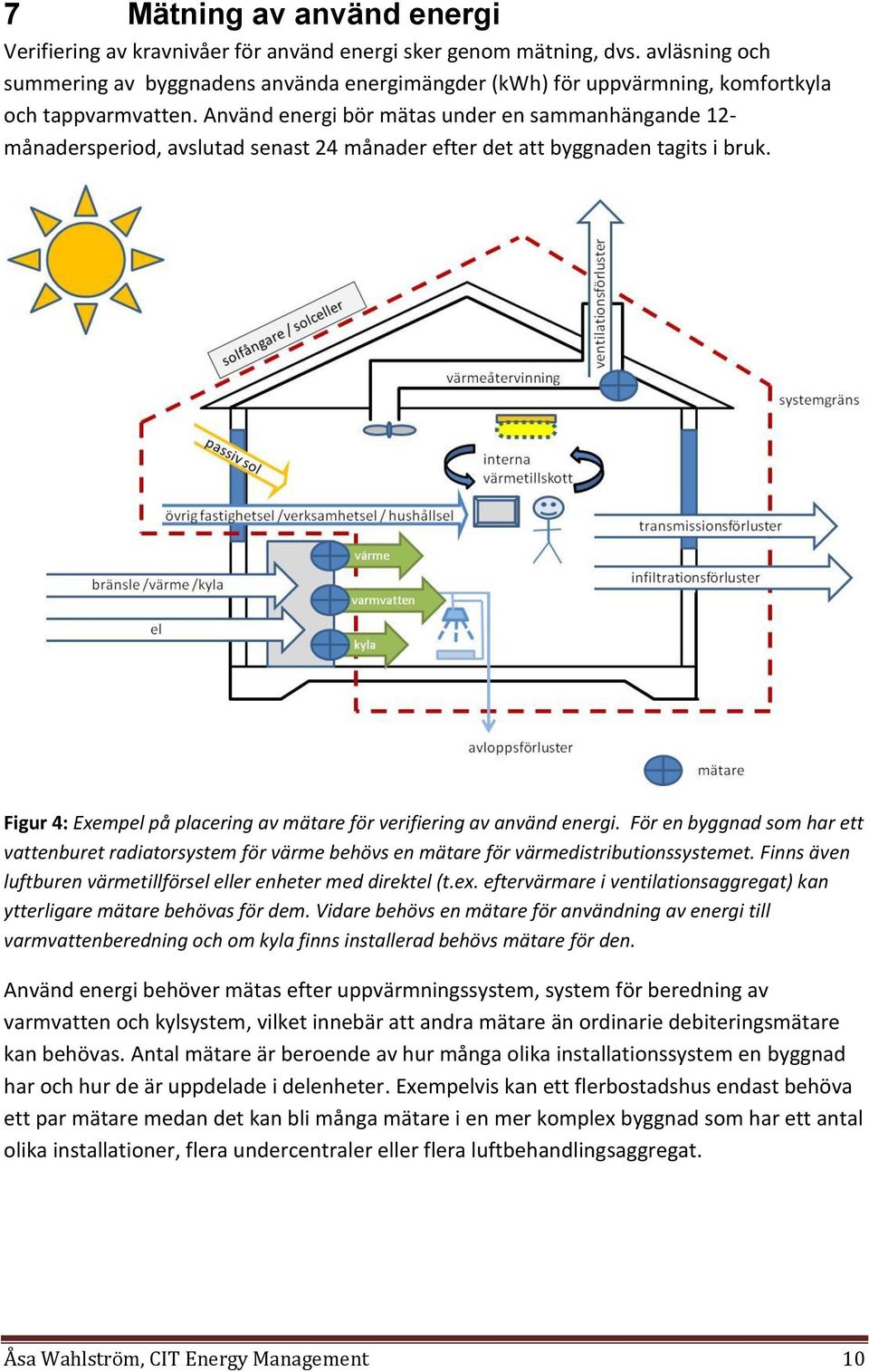 Använd energi bör mätas under en sammanhängande 12- månadersperiod, avslutad senast 24 månader efter det att byggnaden tagits i bruk.