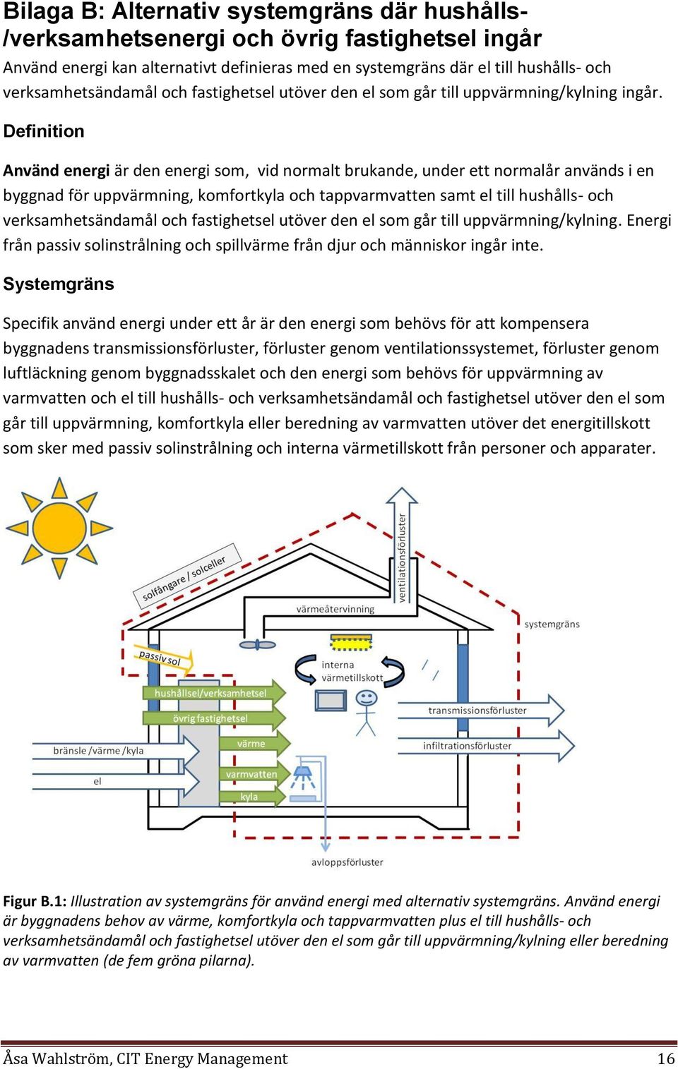 Definition Använd energi är den energi som, vid normalt brukande, under ett normalår används i en byggnad för uppvärmning, komfortkyla och tappvarmvatten samt el till hushålls- och verksamhetsändamål