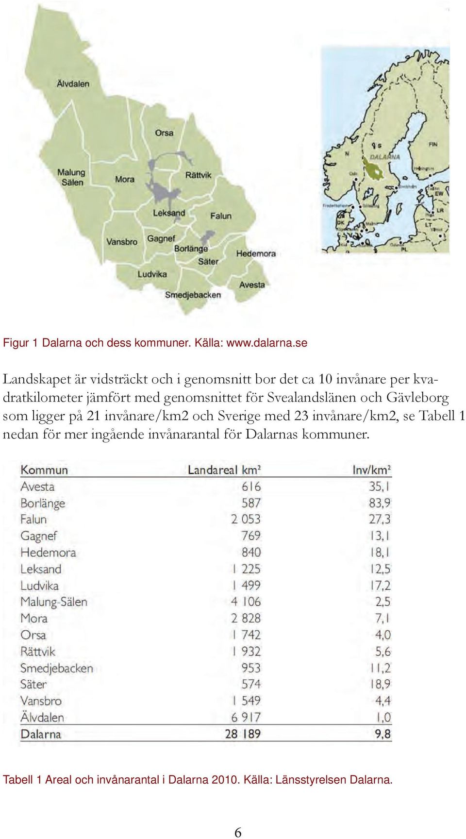 genomsnittet för Svealandslänen och Gävleborg som ligger på 21 invånare/km2 och Sverige med 23