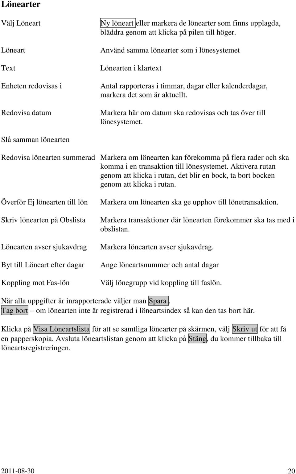 Markera här om datum ska redovisas och tas över till lönesystemet.