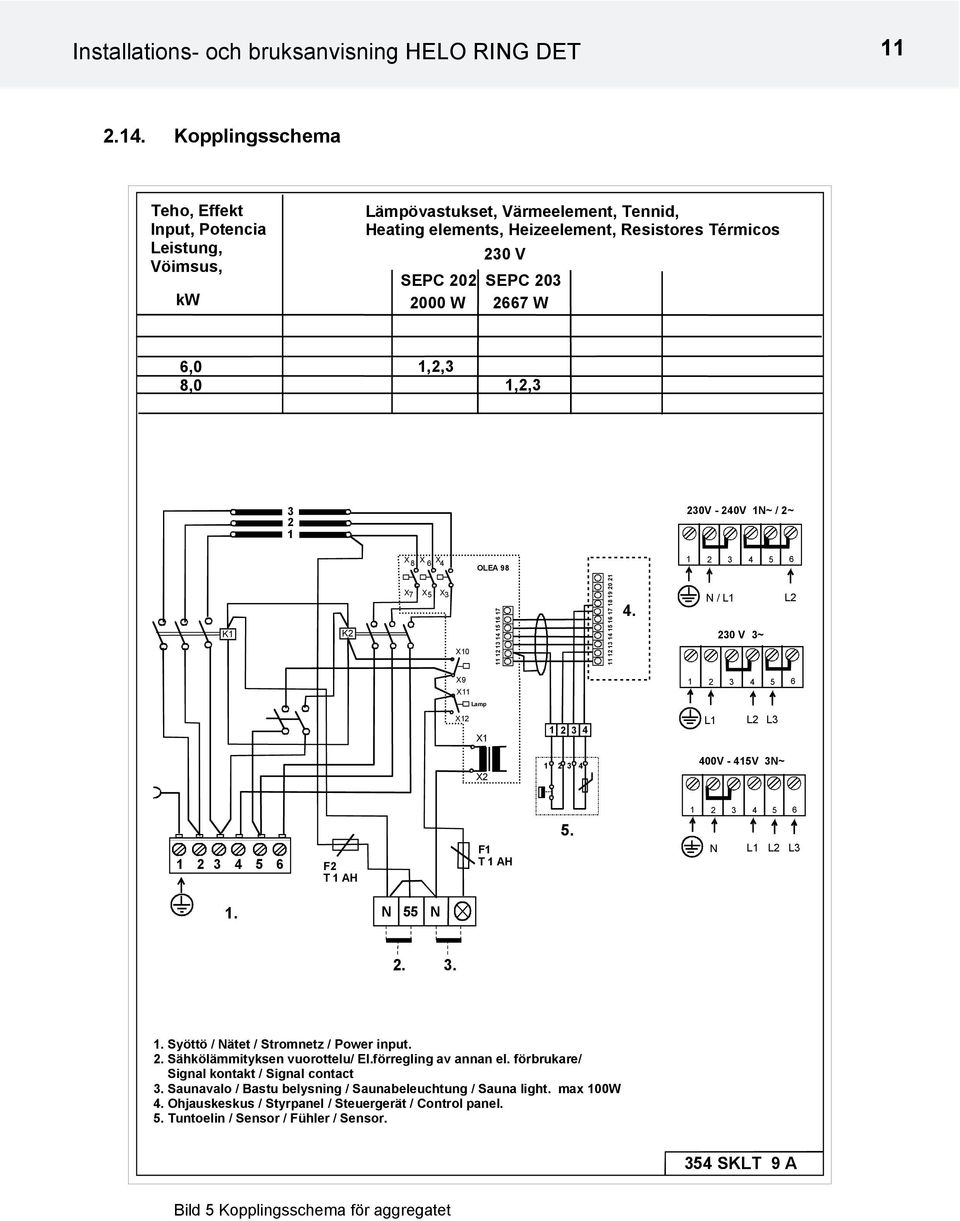 8,0 1,2,3 1,2,3 3 2 1 230V - 240V 1N~ / 2~ X 8 X 6 X 4 OLEA 98 1 2 3 4 5 6 K1 K2 X X X 7 5 3 X10 11 12 13 14 15 16 17 11 12 13 14 15 16 17 18 19 20 21 4.