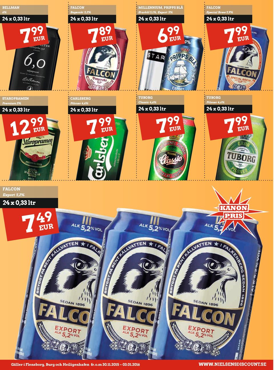 TUBORG Premium % Pilsner,% Classic,% Pilsner,% FALCON Export,%