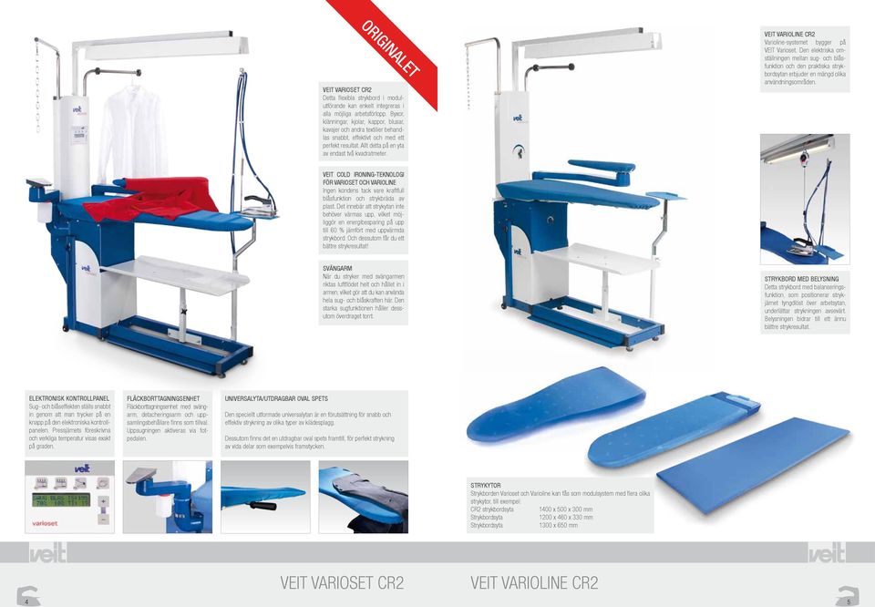 VEIT VARIOLINE CR2 Varioline-systemet bygger på VEIT Varioset. Den elektriska omställningen mellan sug- och blåsfunktion och den praktiska strykbordsytan erbjuder en mängd olika användningsområden.