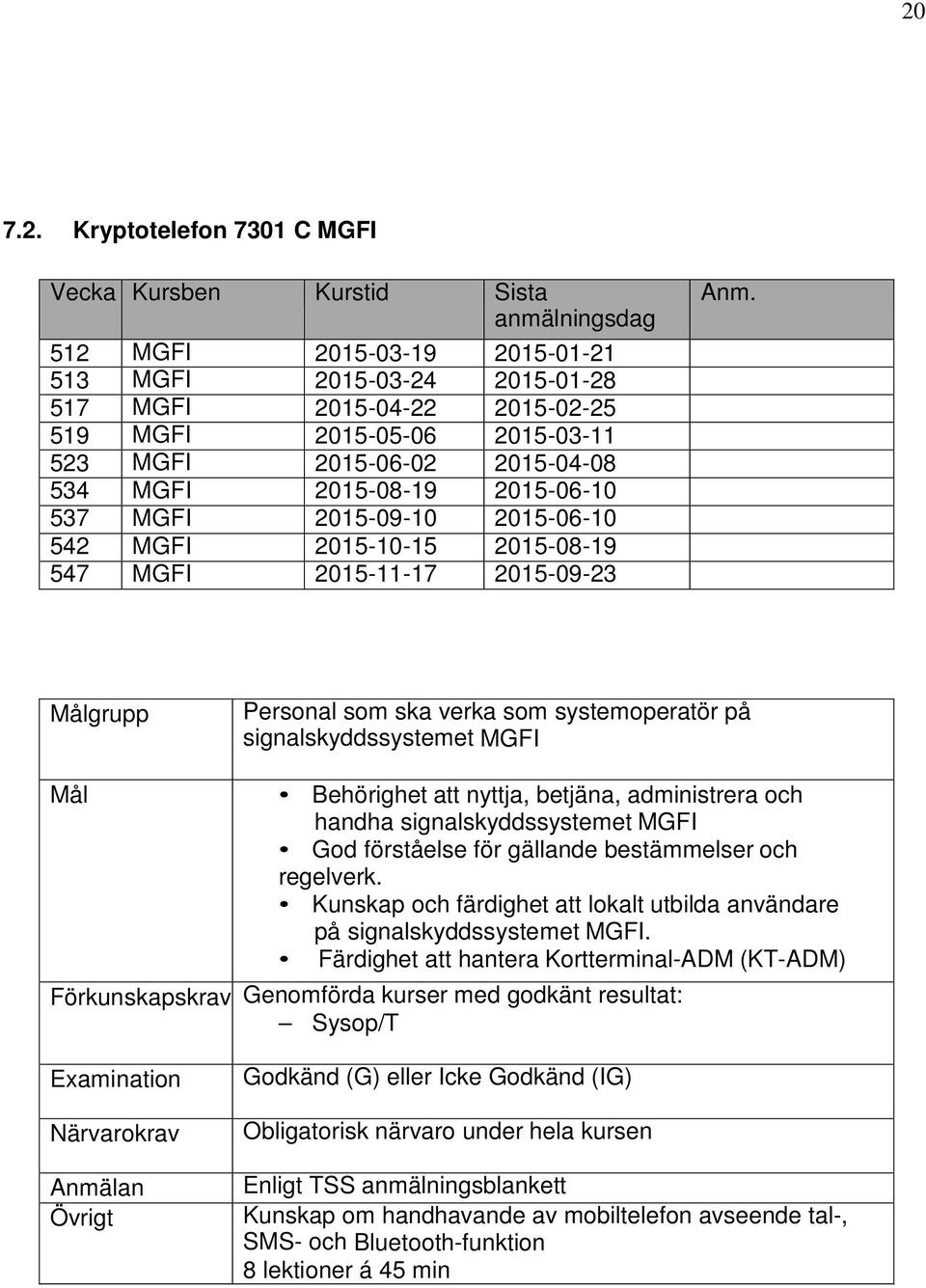 att nyttja, betjäna, administrera och handha signalskyddssystemet MGFI God förståelse för gällande bestämmelser och regelverk.