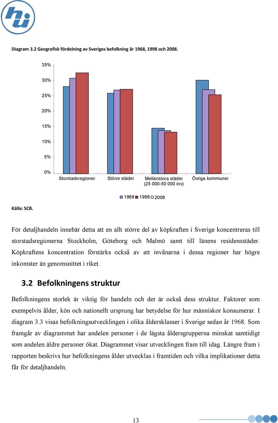 För detaljhandeln innebär detta att en allt större del av köpkraften i Sverige koncentreras till storstadsregionerna Stockholm, Göteborg och Malmö samt till länens residensstäder.