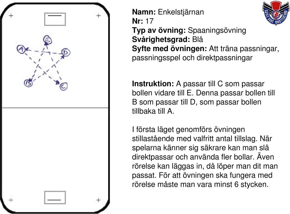 I första läget genomförs övningen stillastående med valfritt antal tillslag.