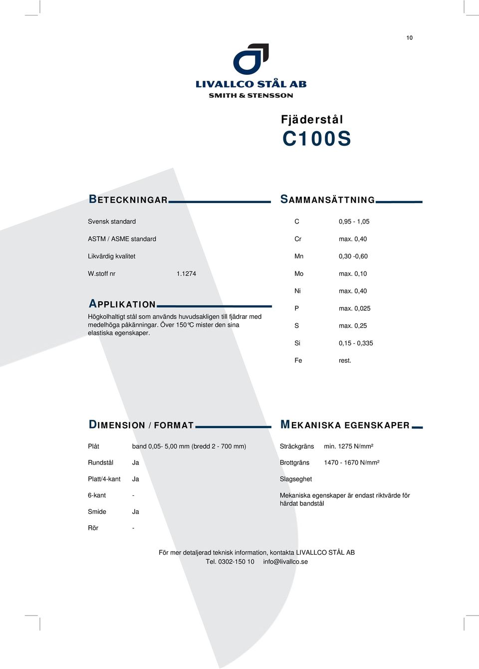 Över 150 C mister den sina elastiska egenskaper. P max. 0,025 S max.