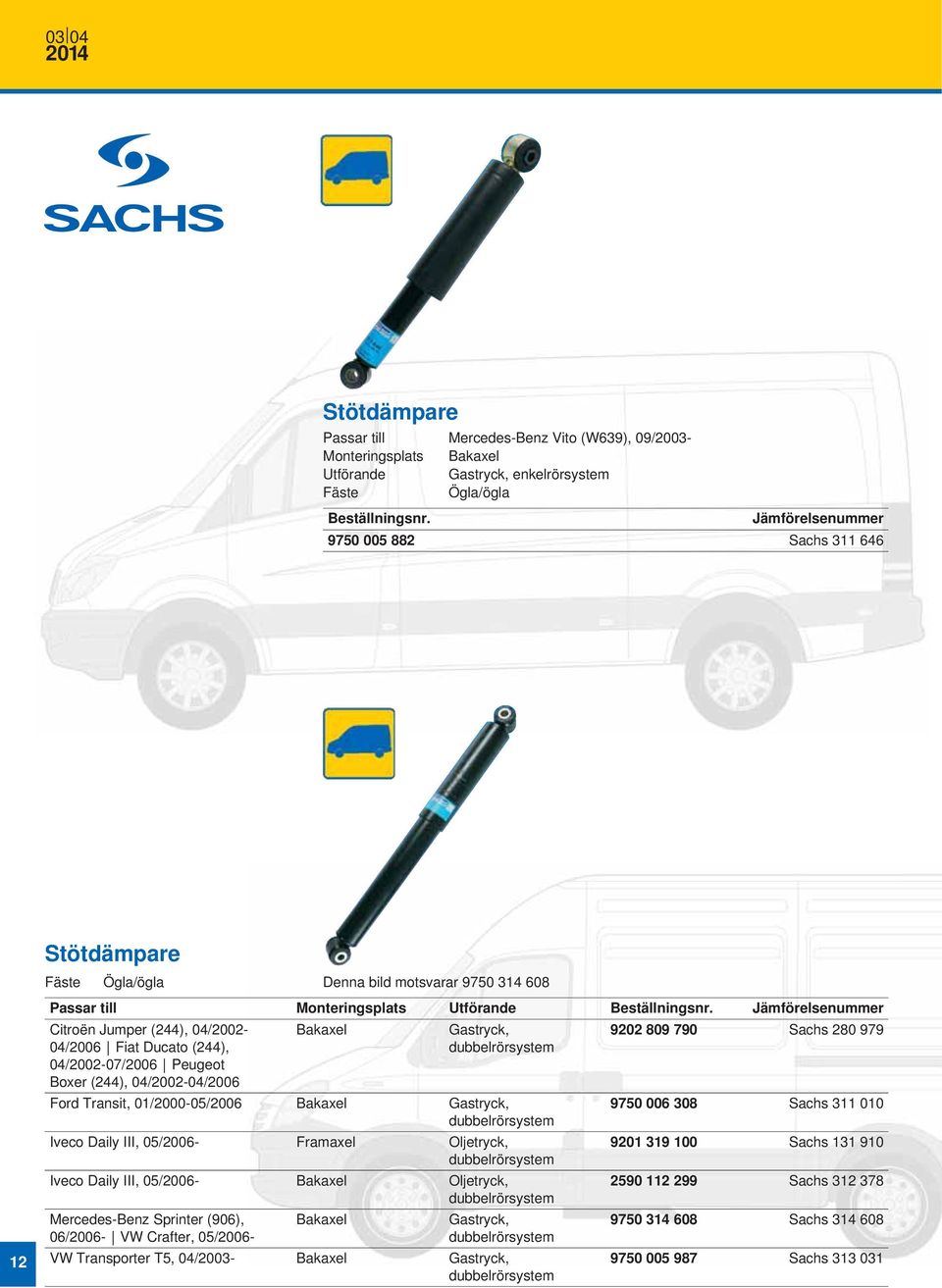 Gastryck, dubbelrörsystem Ford Transit, 01/2000-05/2006 Bakaxel Gastryck, dubbelrörsystem Iveco Daily III, 05/2006- Framaxel Oljetryck, dubbelrörsystem Iveco Daily III, 05/2006- Bakaxel Oljetryck,