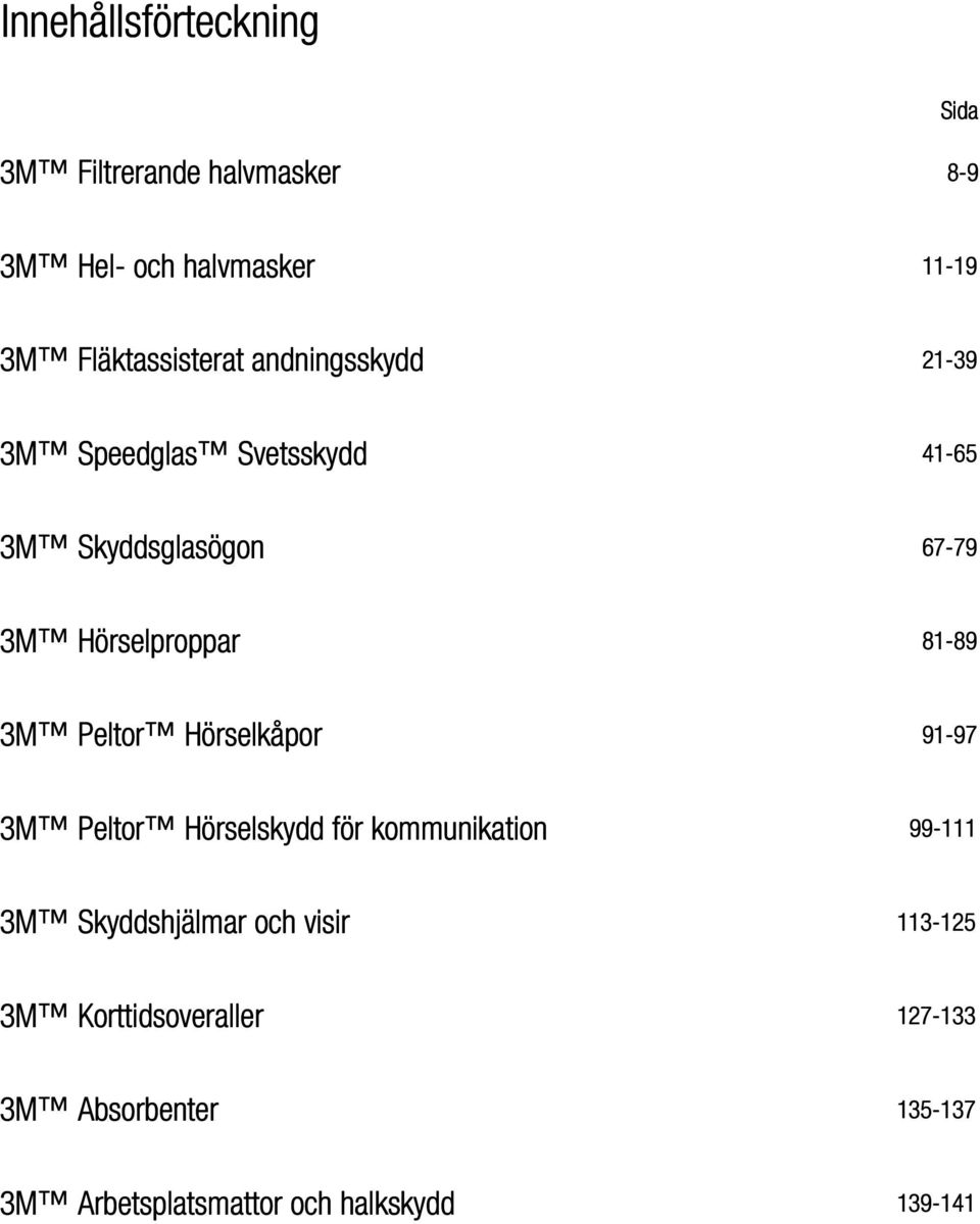 Peltor Hörselkåpor 91-97 3M Peltor Hörselskydd för kommunikation 99-111 3M Skyddshjälmar och visir