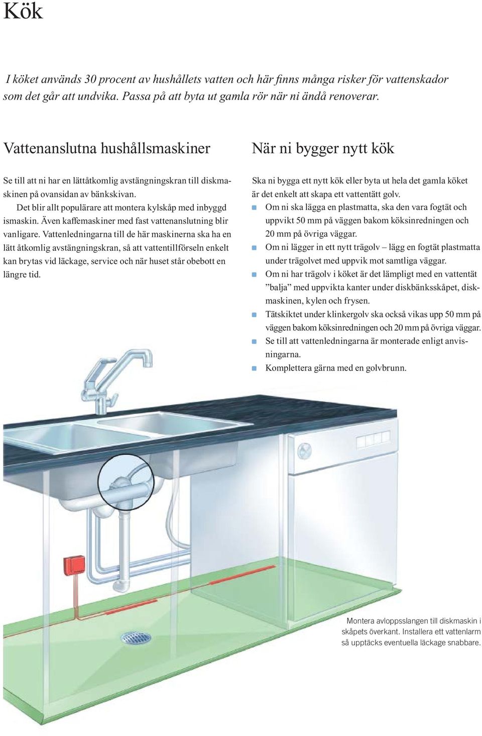 Det blir allt populärare att montera kylskåp med inbyggd ismaskin. Även kaffemaskiner med fast vattenanslutning blir vanligare.