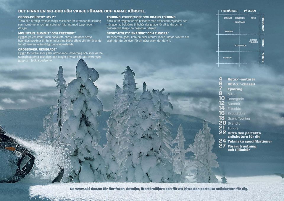 MOUNTAIN: SUMMIT OCH FREERIDE Byggda på ett starkt, men ändå lätt, chassi utnyttjar dessa höghöjdsmaskiner till fullo industrins bästa effekt-vikt-förhållande för att leverera ojämförlig